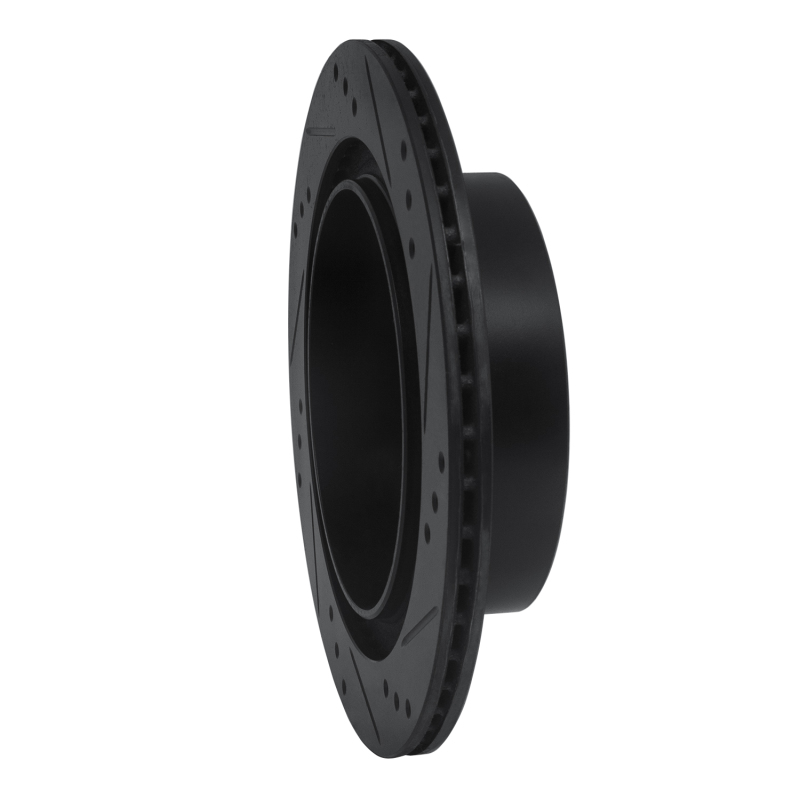 Infiniti M45 Brake Rotor (1) - Rear Left - R1 Concepts - Drilled & Slotted - Black - `02-`06